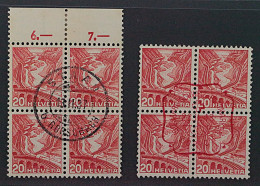 1936, SCHWEIZ 301 I+II Viererblock (SBK 205+205Az), Zentrische Stempel, 550,-SFr - Gebraucht