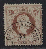 1867, ÖSTERREICH 41 II E, 50 Kr. Druck Fein, Seltene Zähnung L13, Geprüft 320,-€ - Gebraucht