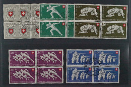 SCHWEIZ, 545-49 VIERERBLOCK Patria 1950 (SBK B46-50) Zentrum-Stempel, 300,-SFr - Used Stamps