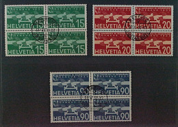 SCHWEIZ 256-58 Viererblock (SBK F16-18), Sauber Zentrisch Gestempelt, 357,-SFr - Used Stamps