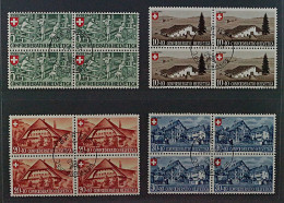 Schweiz 460-63 (SBK B26-29), Patria 1945 VIERERBLOCK Ersttags-Stpl KW 350,- SFr. - Oblitérés