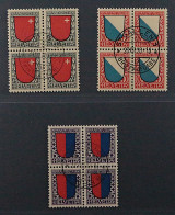 SCHWEIZ 153-55, Viererblock Juventute 1920 Kpl ZentrumStempel, Geprüft 1140,-SFr - Gebraucht