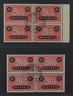 SCHWEIZ 183 X+z Viererblocks Flugpost (SBK F8+8z) Zentrisch Gestempelt, 465,-SFr - Used Stamps