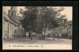 CPA Cour-Cheverny, La Place De L`Église  - Cheverny