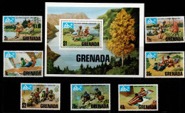 GRE-05- GRENADA 1975 - MNH - SC#:644-651 - SCOUTS- BOY SCOUT JAMBOREE, NORWAY - Grenade (1974-...)