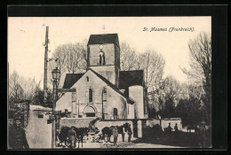 CPA St. Masmes, L'Église Avec Des Soldats  - Other & Unclassified