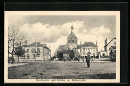 CPA Bethenville, La Place Du Marché Et L'Église  - Other & Unclassified