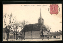 CPA Dhuizon, L`Eglise Et La Place  - Otros & Sin Clasificación