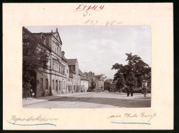 Fotografie Brück & Sohn Meissen, Ansicht Olbernhau I. Erzg., Marktplatz, Geschäfte Pflugbeil, K. Schneider, Litfasss  - Places