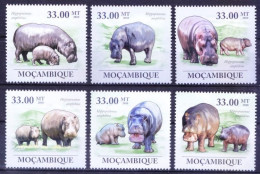 Natural Environment Of Hippo, Wild Animals, Mozambique 2010 MNH 6V - Otros & Sin Clasificación