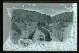 Mondschein-Lithographie Triberg, Marktplatz Mit Pavillon Bei Vollmond  - Triberg