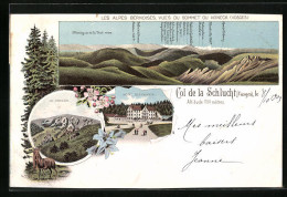 Lithographie Col De La Schlucht, Hotel Defranoux, Le Honeck, Les Alpes Bernoises  - Autres & Non Classés