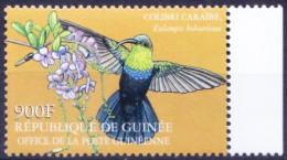 Guinea 2001 MNH, Caribbean Hummingbirds, Green-throated Carib, Birds - Colibrì