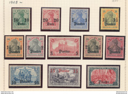 1905 Levante - Colonie Tedesche - Yvert N. 29/40 - Soprastampa In Para E Piastre, 12 Valori - MH* - Firma G. Oliva - Sonstige & Ohne Zuordnung