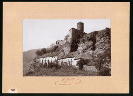 Fotografie Brück & Sohn Meissen, Ansicht Aussig, Blick Auf Die Burg Schreckenstein Mit Wirtschaftsgebäuden  - Orte