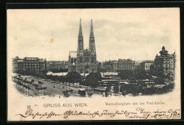 AK Wien, Maximilianplatz Mit Der Votivkirche, Strassenbahn  - Tranvía