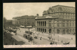 AK Wien I., Opernring Aus Der Vogelschau, Mit Strassenbahnen  - Tranvía