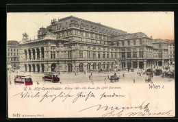 AK Wien I., K. K. Hof-Operntheater Mit Strassenbahnen  - Tramways