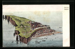 AK Helgoland, Blick über Die Insel Mit Hafen  - Helgoland