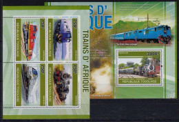 Railways, Train Of Africa, Blue Train, Rosie, Togo MNH 2010 MNH MS+SS - Trains