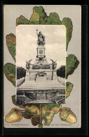 Passepartout-Lithographie National-Denkmal Auf Dem Niederwald, Eichenblatt  - Andere & Zonder Classificatie