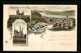 Lithographie Remagen, Teilansicht, Apollinaris-Kirche Westseite Und Südseite  - Remagen