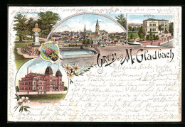 Lithographie M.-Gladbach, Hotel Erholung, Kaiserbad, Kaiser Wilhelm-Denkmal  - Sonstige & Ohne Zuordnung