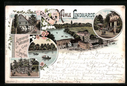 Lithographie Naunhof, Gast- Und Logierhaus Mühle Lindhardt, Garten, Uferpartie  - Naunhof