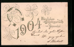 AK Jahreszahl 1904 Mit Hufeisen Und Kleeblättern  - Other & Unclassified