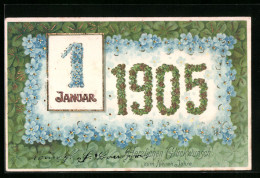 AK Herzlichen Glückwunsch Zum Neuen Jahre 01. Januar 1905! Kalenderblatt  - Other & Unclassified