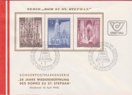 Ö 1977 - Mi: 1544-1546 (3) , FDC - 25. Jahrestag Der Wiedereröffnung Des Stephansdomes , SST 1150 Wien - FDC