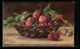 Künstler-AK M. Billing: Korb Mit Erdbeeren  - Billing, M.