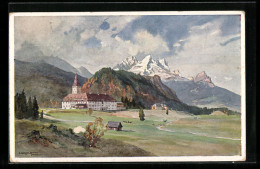 Künstler-AK Edward Harrison Compton: Klais, Schloss Elmau Gegen Die Zugspitze  - Autres & Non Classés