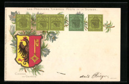 Lithographie Die Ersten Briefmarken Der Schweiz, Kanton Genf, Wappen  - Francobolli (rappresentazioni)