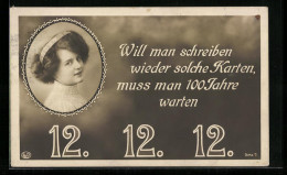 AK Will Man Schreiben..., Frauenportrait Und Datum 12.12.12  - Astronomy