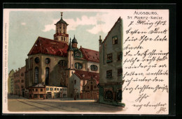 Lithographie Augsburg, St. Moritz-Kirche  - Augsburg