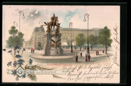 Lithographie Düsseldorf, Kaiser Wilhelm-Denkmal  - Düsseldorf