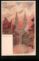 Künstler-AK P. Schmohl: Nürnberg, Lorenzkirche Zur Dämmerung  - Schmohl, P.