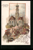 Lithographie Augsburg, Blick Auf St. Ulrich  - Augsburg