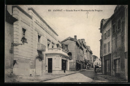 CPA Gannat, Grande Rue Et Pharmacie Du Progrès  - Autres & Non Classés