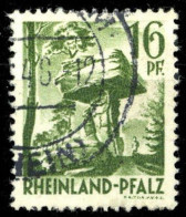 1947, Französische Zone Rheinland Pfalz, 6 PF III, Gest. - Sonstige & Ohne Zuordnung