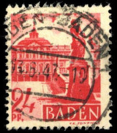 1947, Französische Zone Baden, 8 PF II, Gest. - Altri & Non Classificati