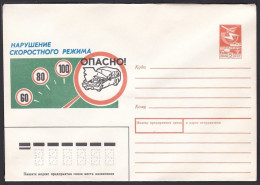 Russia Postal Stationary S2271 Traffic Safety, No Speeding - Unfälle Und Verkehrssicherheit