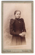 Fotografie Ferd Nitsch, Osterode A. H., Neue Strasse, Junge Frau In Schwarzem Kleid Mit Zopf Und Kreuzkette  - Anonyme Personen