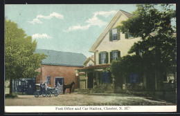 AK Chester, NH, Post Office And Car Station  - Altri & Non Classificati