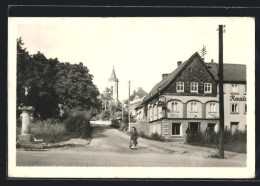 AK Warnsdorf / Varnsdorf, Strassenansicht Mit Restaurant Beseca  - Tchéquie