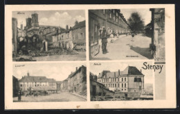 CPA Stenay, Art. Caserne, L'Église, Lazarett Et Schule  - Stenay