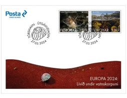 Faroe Islands Denmark 2024 Europa CEPT Undewater Flora And Fauna Set Of 2 Stamps FDC - Islas Faeroes