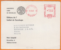 EMA Sur Lettre De BRUXELLES Belgique Le 19 VII 68  " EDITIONS DE L'INSTITUT DE SOCIOLOGIE " Pour VERSAILLES S.et.O. - 1960-1979