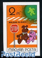 Hungary 1982 Newyear 1v Imperforated, Mint NH, Nature - Transport - Various - Cats - Traffic Safety - Teddy Bears - Unused Stamps